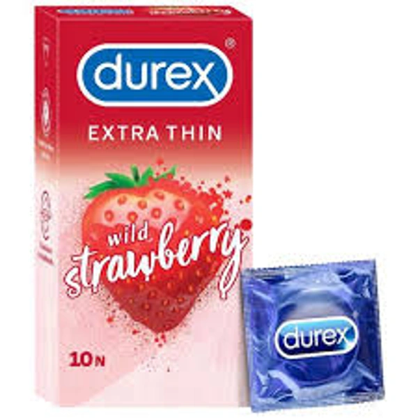 Durex Extra Thin Condom For Men High Quality Strawberry Flavoured 10Pcs