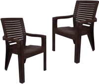 Restomatt Relax Plastic Outdoor Chair (Brown, Set of 2, Pre-assembled)
