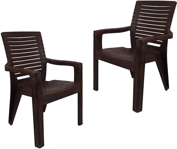 Restomatt Relax Plastic Outdoor Chair (Brown, Set of 2, Pre-assembled)