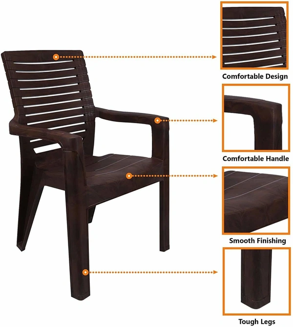Restomatt Relax Plastic Outdoor Chair (Brown, Set of 2, Pre-assembled)
