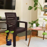 Restomatt Relax Plastic Outdoor Chair (Brown, Set of 2, Pre-assembled)