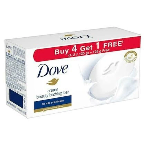 Dove Cream Beauty Bathing Soap- 125g( Pack 4+1=5)