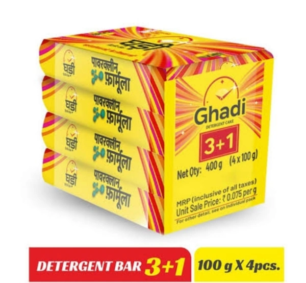 Ghadi Detergent Bar-100g.×4(3+1free)