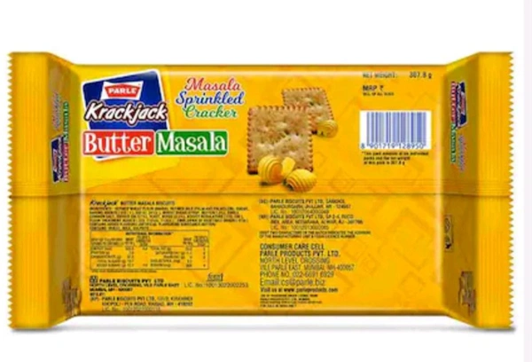 Parle Krack Jack Butter Masala Masala Sprinrled Eracrer 307.8g