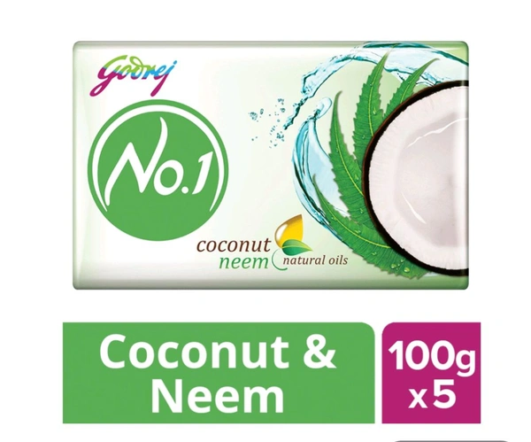 Godrej No.1 Coconut & Neem Soap Buy 4 Get 1 Free |100gm Each  