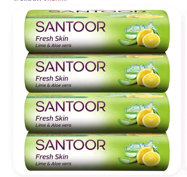 Santoor Fresh Skin Lime And Aloe vera Soap-125gm(Pack Of 4)