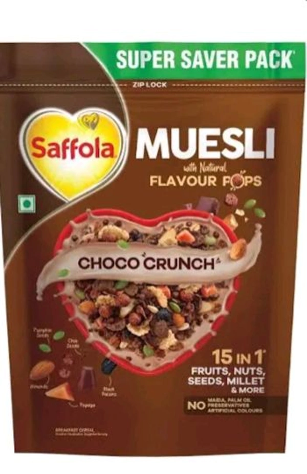 Saffola Muesli With Natural Flavour Pops Choco Crunch 185 gm