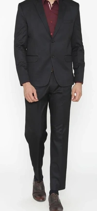 Black Viscose Mix 2 Piece Suit - Black, 42