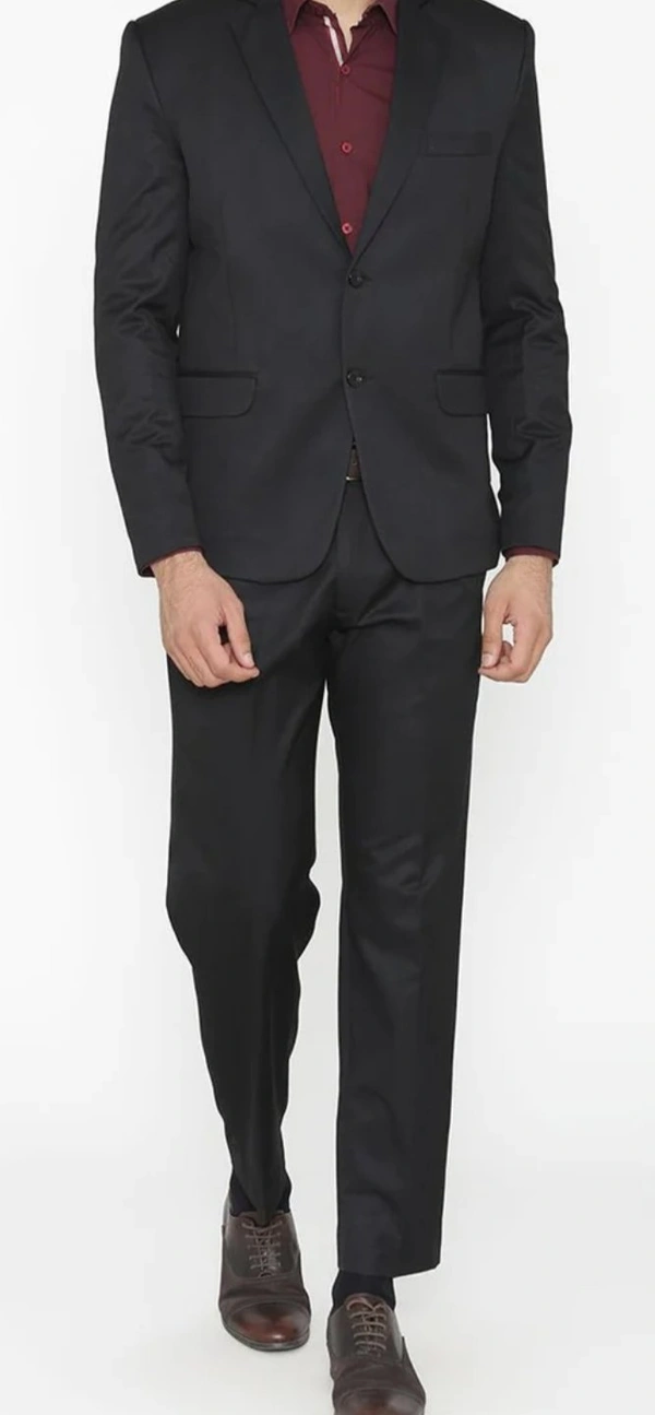 Black Viscose Mix 2 Piece Suit - Black, 42