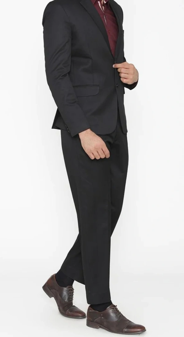 Black Viscose Mix 2 Piece Suit - Black, 46