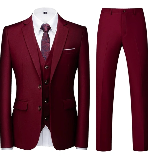 Mehroon 3 Piece Benstroke Suit - Merlot, 34