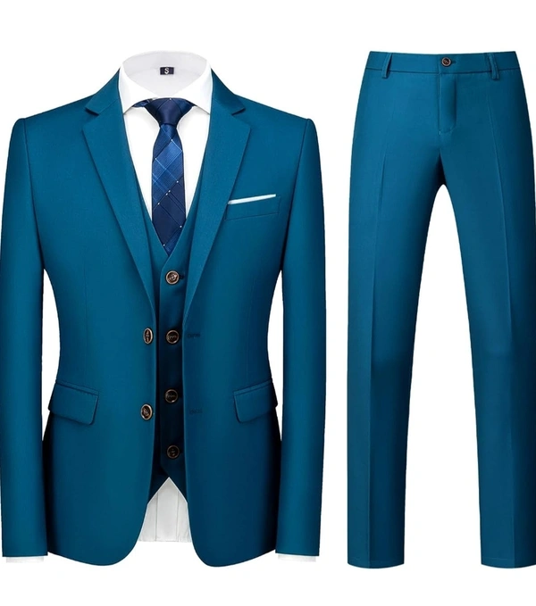 Peacock 3 Piece Benstroke Suit - Teal Blue, 50