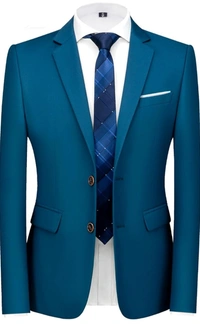 Peacock 3 Piece Benstroke Suit - Teal Blue, 50