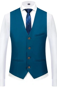 Peacock 3 Piece Benstroke Suit - Teal Blue, 50