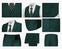 Bottle Green Benstroke 3 Piece Suit - Parsley, 40