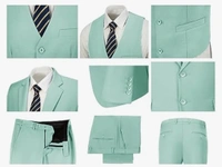 Sea Green Benstroke 3 Piece Suit - Mint Green, 48