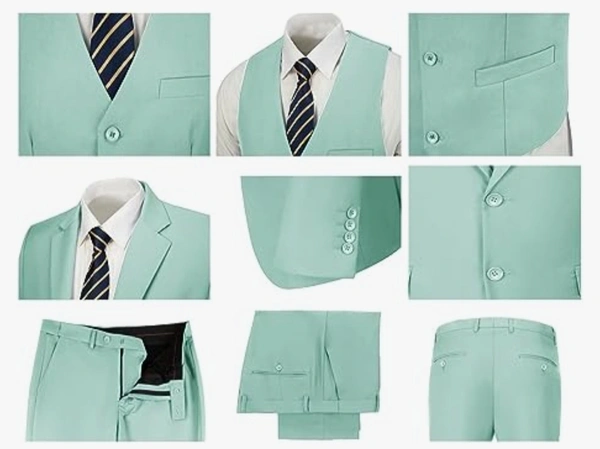 Sea Green Benstroke 3 Piece Suit - Mint Green, 48