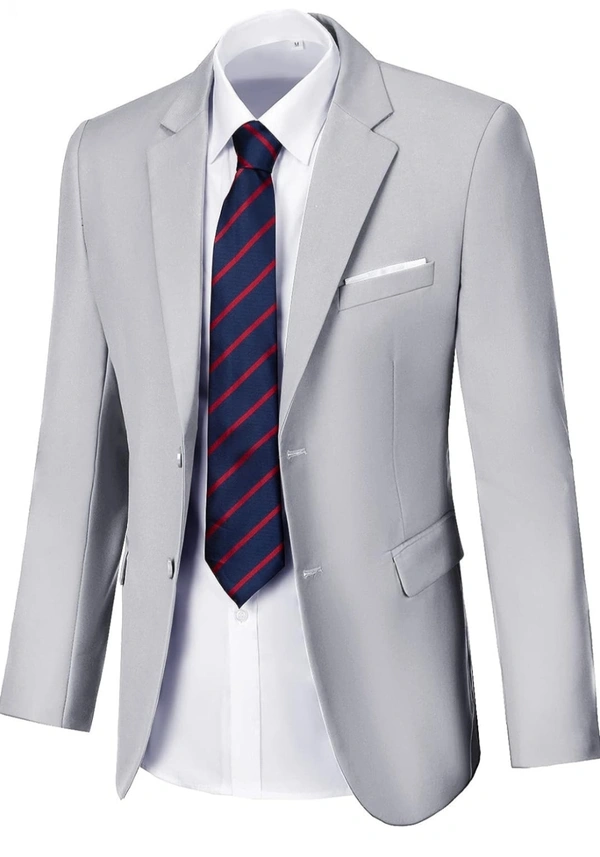 Light Grey Knitted Blazer  - Silver, 50