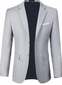 Light Grey Knitted Blazer  - Silver, 50