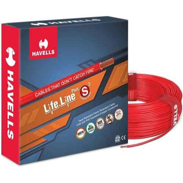 Havells 1.5 Sq mm Life Line Plus Single Core HRFR PVC Insulated Flexible Cables,Length: 90 m - Red, 90 M