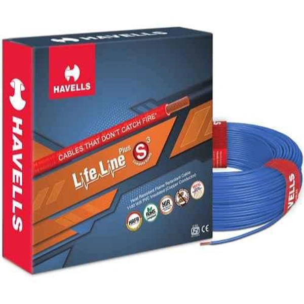Havells 2.5 Sq mm Life Line Plus Single Core HRFR PVC Insulated Flexible Cables, Length: 90 m - Blue, 90 M