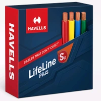 Havells 1 Sq mm Life Line Plus Single Core HRFR PVC Insulated Flexible Cables, Length: 90 m - Yellow, 90 M
