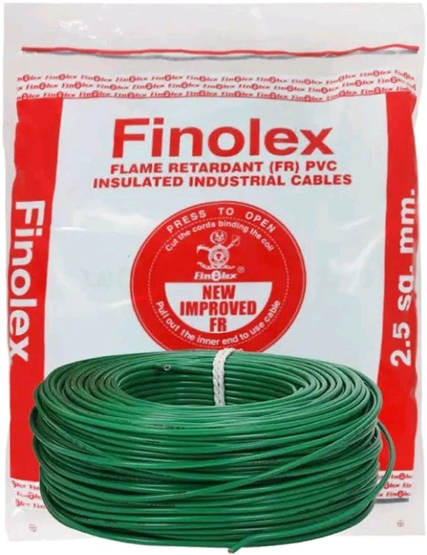 Finolex Wire 2.5 Sqmm 180 M FR PVC Housing Wire. - Green, 180 M