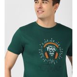 UrbanMark Men 100% Cotton Regular Fit Round Neck Half Sleeves Graphic Print T Shirt-Dark Green ( MAA TARA MARKET ) - S, L, M, XL, Crusoe