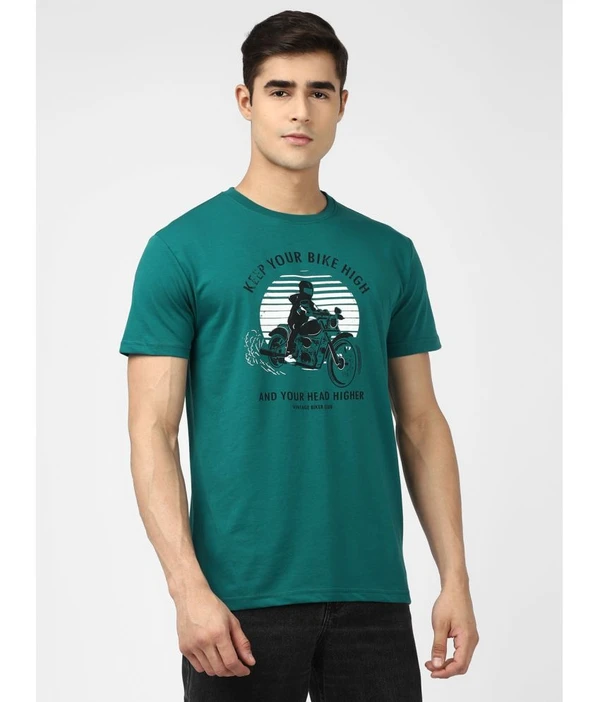 UrbanMark Men Regular Fit Round Neck Half Sleeves Graphic Print T Shirt-Green ( MAA TARA MARKET ) - S, M, L, XL, 2XL, Green Haze