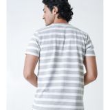 UrbanMark Men Regular Fit Round Half Sleeves Horizontal Striped T Shirt-Light Grey & White ( MAA TARA MARKET A0 - S, M, L, XL, 2XL, 3XL, LIGHT GREY