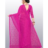 Indy Bliss - Pink Net Saree With Blouse Piece ( Pack of 1 ) ( MAA TARA MRKET ) - FREE SIZE, BLACK, BLUE, GREY, PINK ,PURPLE, RAMA , RED, SKYBLUE