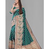 Gazal Fashions - Rama Banarasi Silk Saree With Blouse Piece ( Pack of 1 )   ( MAA TARA MARKET ) - FREE SIZE, RAMA GREEN