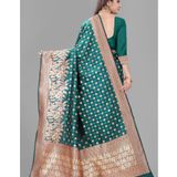Gazal Fashions - Rama Banarasi Silk Saree With Blouse Piece ( Pack of 1 )   ( MAA TARA MARKET ) - FREE SIZE, RAMA GREEN