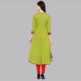 Yash Gallery - Green Cotton Women's Angrakha Kurti ( Pack of 1 ) ( MAA TARA MARKET ) - S, M, L, XL, 2XL, 3XL,4XL, 5XL, Green Leaf