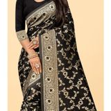 Gazal Fashions - Black Banarasi Silk Saree With Blouse Piece ( Pack of 1 ) ( MAA TARA MARKET ) - FREE SIZE, Black