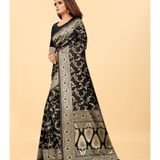Gazal Fashions - Black Banarasi Silk Saree With Blouse Piece ( Pack of 1 ) ( MAA TARA MARKET ) - FREE SIZE, Black