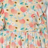 UrbanMark Junior Girls Rayon Floral Printed Dress with Stylised Ruffle-Yellow ( maa tara market )  - 2-3 year, 3-4 years , 4-5 years ,6-7 years , 7-8 years, Wild Rice