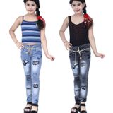 KUNDAN Girl's Sky Blue & Black Slim Fit Jeans ( Pack of 2 ) ( MAA TARA MARKET ) - SIZE CHART - 4-5 Years 3 ,  6-7 Years ,  7-8 Years , 8-9 Years , 9-10 Years ,10-11 Years ,11-12 Years 12-13 Years, 13-14 Years, 5-6 Years, MULTI