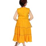 M.MONGELADRESSES - Cotton Blend Yellow Girls A-line Dress ( Pack of 1 ) ( MAA TARA MARKET ) - Size Chart -  2-3 Years, 3-4 Years ,4-5 Years, 5-6 Years ,6-7 Years ,7-8 Years ,8-9 Years, 9-10 Years ,10-11 Years,, Lemon