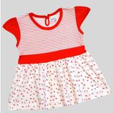 Me N My CLOSET - Red Cotton Baby Girl Frock ( Pack of 2 ) ( MAA TARA MARKET ) - Size chart-  0-6 Months , 6-12 Months ,12-18 Months ,18-24 Months ,Size Chart, red & green