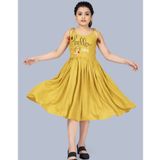 Fashion Dream - Yellow Rayon Girls Fit And Flare Dress ( Pack of 1 ) ( maa tar market ) - Size - 3-4 Years, 5-6 Years, 7-8 Years, 9-10 Years, 11-12 Years, 13-14 Years,, yellow, pink , olive