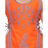 M. MONGELA DRESSES - Orange Cotton Blend Girls A-line Dress ( Pack of 1 ) ( maa tara market ) - Size -  2-3 Years, 3-4 Years, 4-5 Years ,5-6 Years, 6-7 Years ,7-8 Years ,8-9 Years ,9-10 Years,, orange
