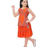 M. MONGELA DRESSES - Orange Cotton Blend Girls A-line Dress ( Pack of 1 ) ( maa tara market ) - Size -  2-3 Years, 3-4 Years, 4-5 Years ,5-6 Years, 6-7 Years ,7-8 Years ,8-9 Years ,9-10 Years,, orange