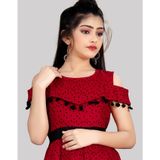 R K Maniyar - Red Rayon Girls A-line Dress ( Pack of 1 ) ( maa tara  market ) - size - 2-6 years , 6-9 years, 9-14 years, multi