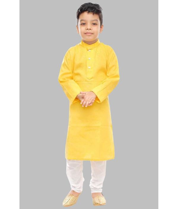 Digimart - Light Yellow Cotton Blend Boys Kurta With Churidar ( Pack of 1 ) ( maa tara market ) - size- 2-4 years , 4-8 years , 8- 12 ears, light yellow