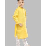 Digimart - Light Yellow Cotton Blend Boys Kurta With Churidar ( Pack of 1 ) ( maa tara market ) - size- 2-4 years , 4-8 years , 8- 12 ears, light yellow