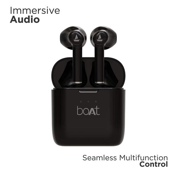 boAt Airdopes 131/138 Twin Wireless Earbuds with IWP Technology, Bluetooth V5.0, Immersive Audio, Up to 15H Total Playback, Instant Voice Assistant and Type-C Charging,Bluetooth Earphone (Active Black) ( MAA TARA MARKET ) - BLACK
