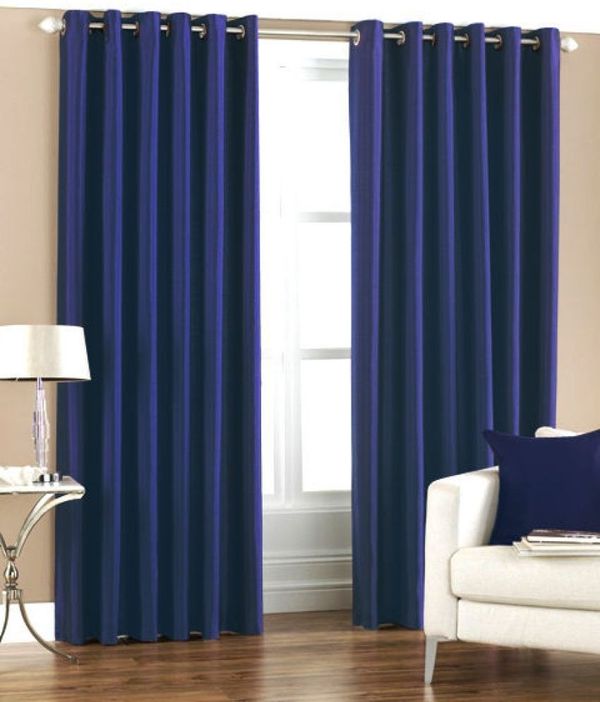 Homefab India Plain Semi-Transparent Eyelet Window Curtain 5ft (Pack of 2) - Blue  ( maa tara market ) - Size (Length)  5 ft , 6 ft,  7 ft,  8 ft , 9 ft, multicolour