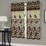 HOMETALES Set of 2 Window Semi-Transparent Eyelet Polyester Brown Curtains ( 152 x 120 cm )( maa  tara market ) - brown