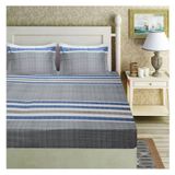 HOMETALES Microfiber Striped Double Bedsheet with 2 Pillow Covers- Grey ( maa tara market ) - grey